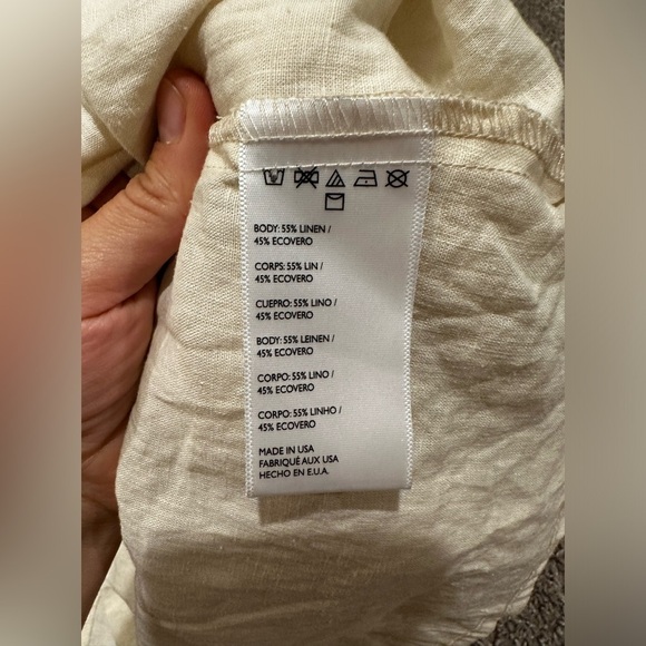 NWT Urban Renewal EcoLinen Tie Shoulder Ruched Babydoll Cream , size S - Picture 2 of 12